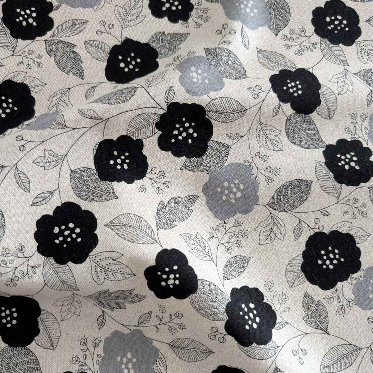 Black and Grey Floral on Natural