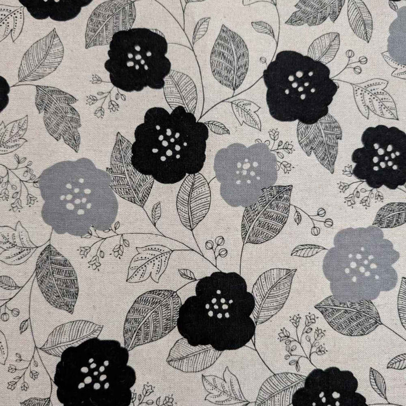 Black and Grey Floral on Natural