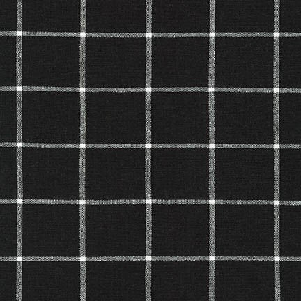 Black Essex Yarn Dyed Linen/Cotton Blend Grid