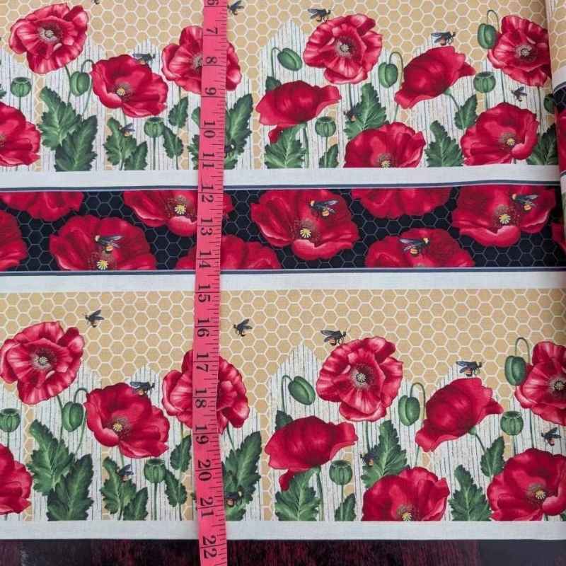 Blooming Poppies Border Stripe Black | Bloomin’ Poppies