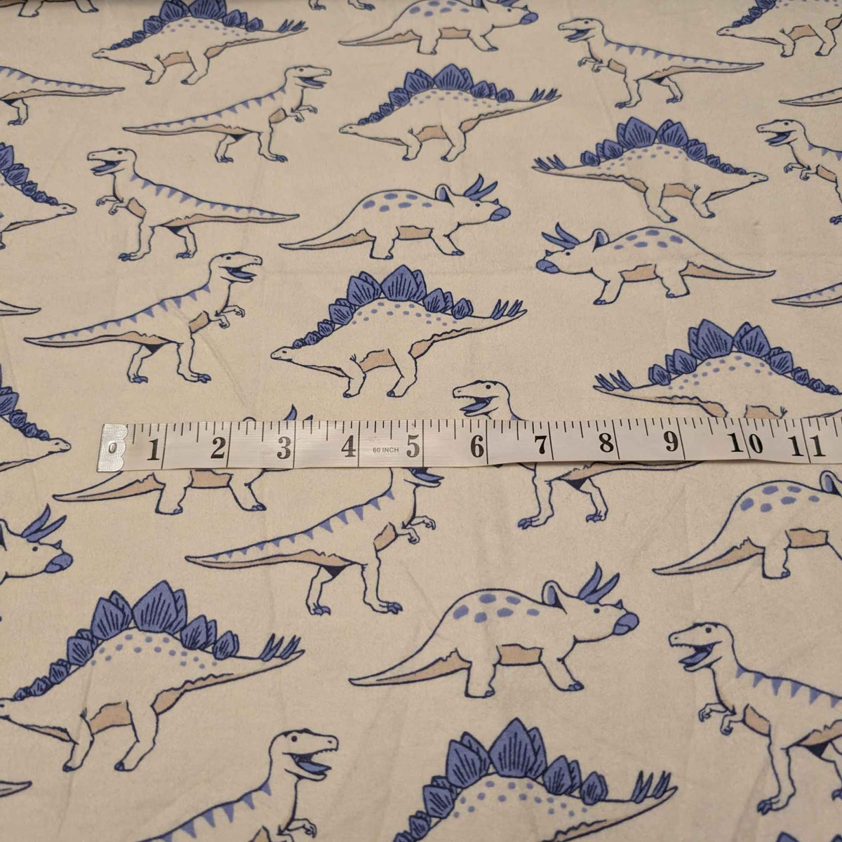 Blue Dinosaur Cotton FLANNEL – Soft Brushed, OEKO - TEX Certified