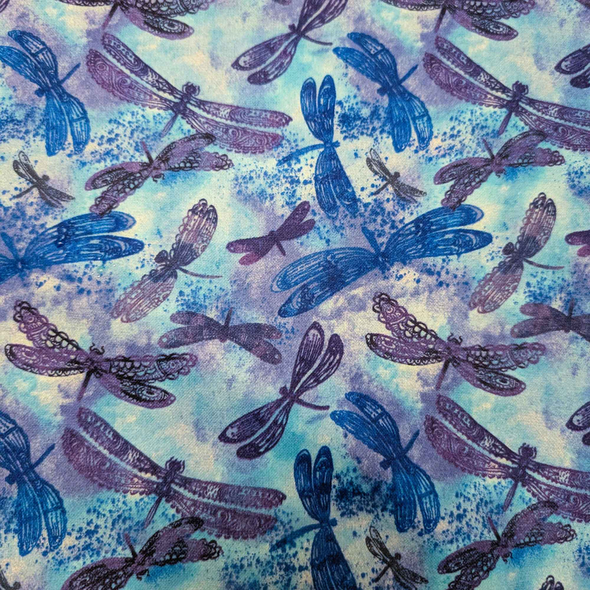 Blue Dragonflies Cotton FLANNEL | Soft Brushed OEKO - TEX Certified Fabric