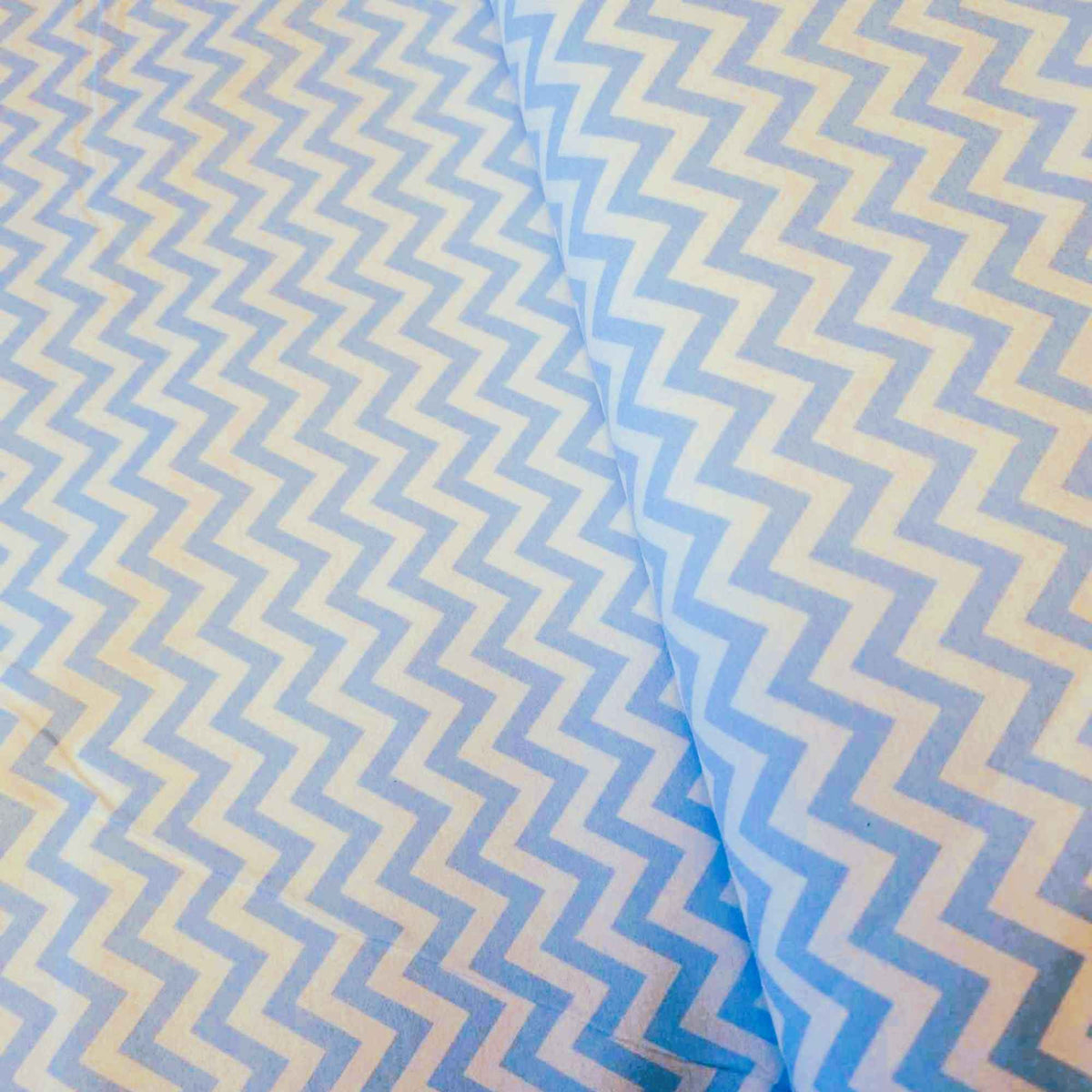 Blue & White Chevron Cotton Flannel Fabric – 62" Wide