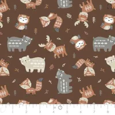 Brown Aztec, Baby Woodland Animals FLANNEL