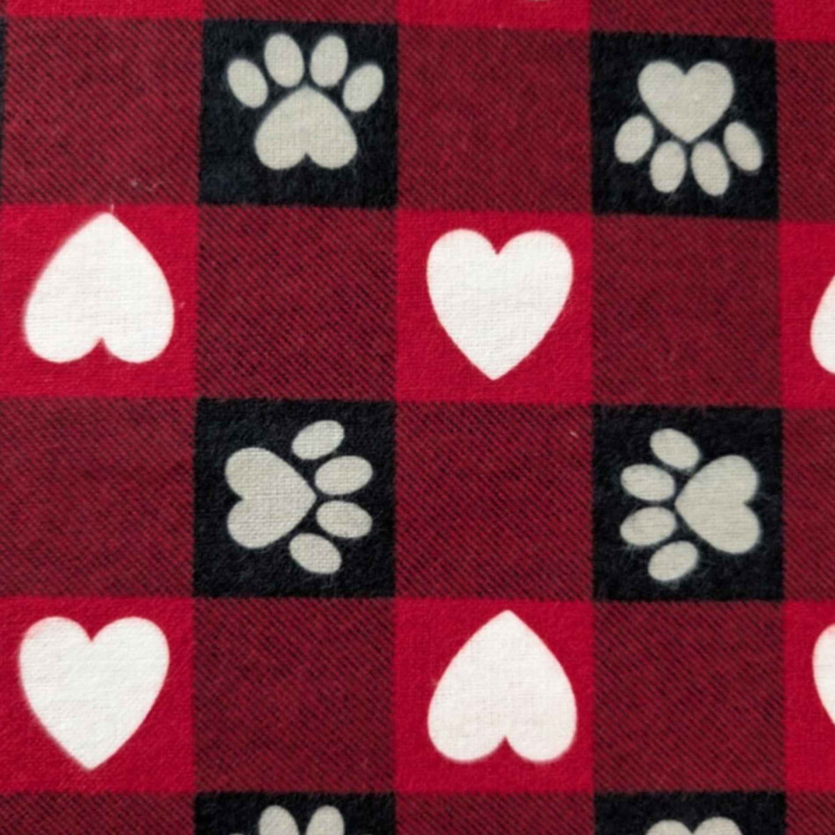 Buffalo Plaid Paw Print & Heart FLANNEL | Red & Black Check