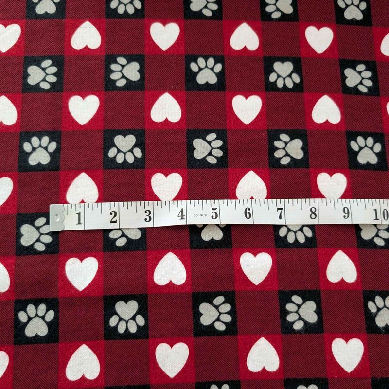 Buffalo Plaid Paw Print & Heart FLANNEL | Red & Black Check