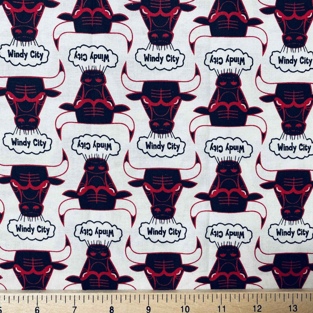 Bulls Jas Stacked Vintage Logo Cotton Fabric – Classic NBA Fabric