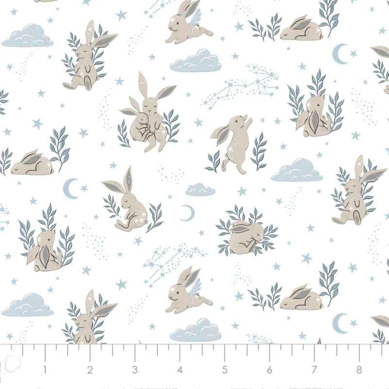 Bunny Dreams - White - Cotton FLANNEL