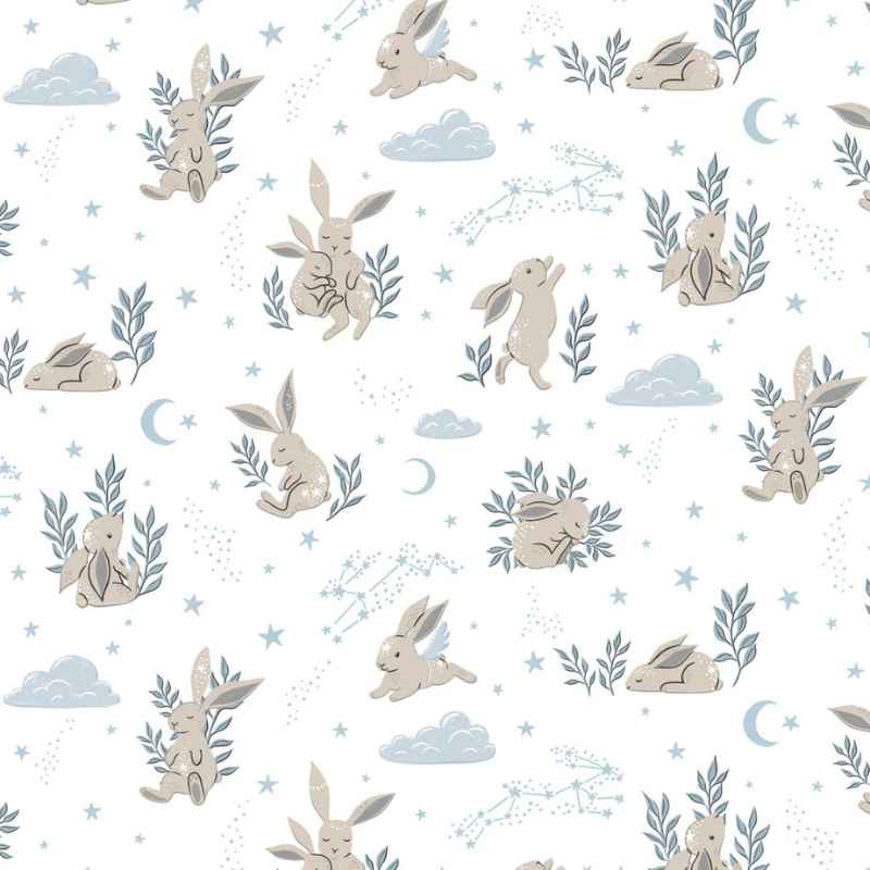 Bunny Dreams - White - Cotton FLANNEL