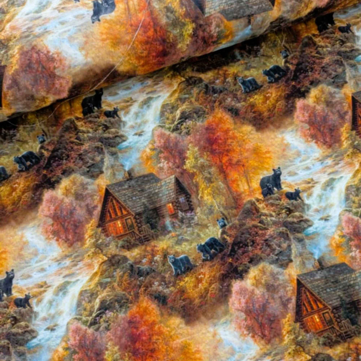 Cabin in the Woods Bear Fabric – Whitetail Country, Quilting Cotton
