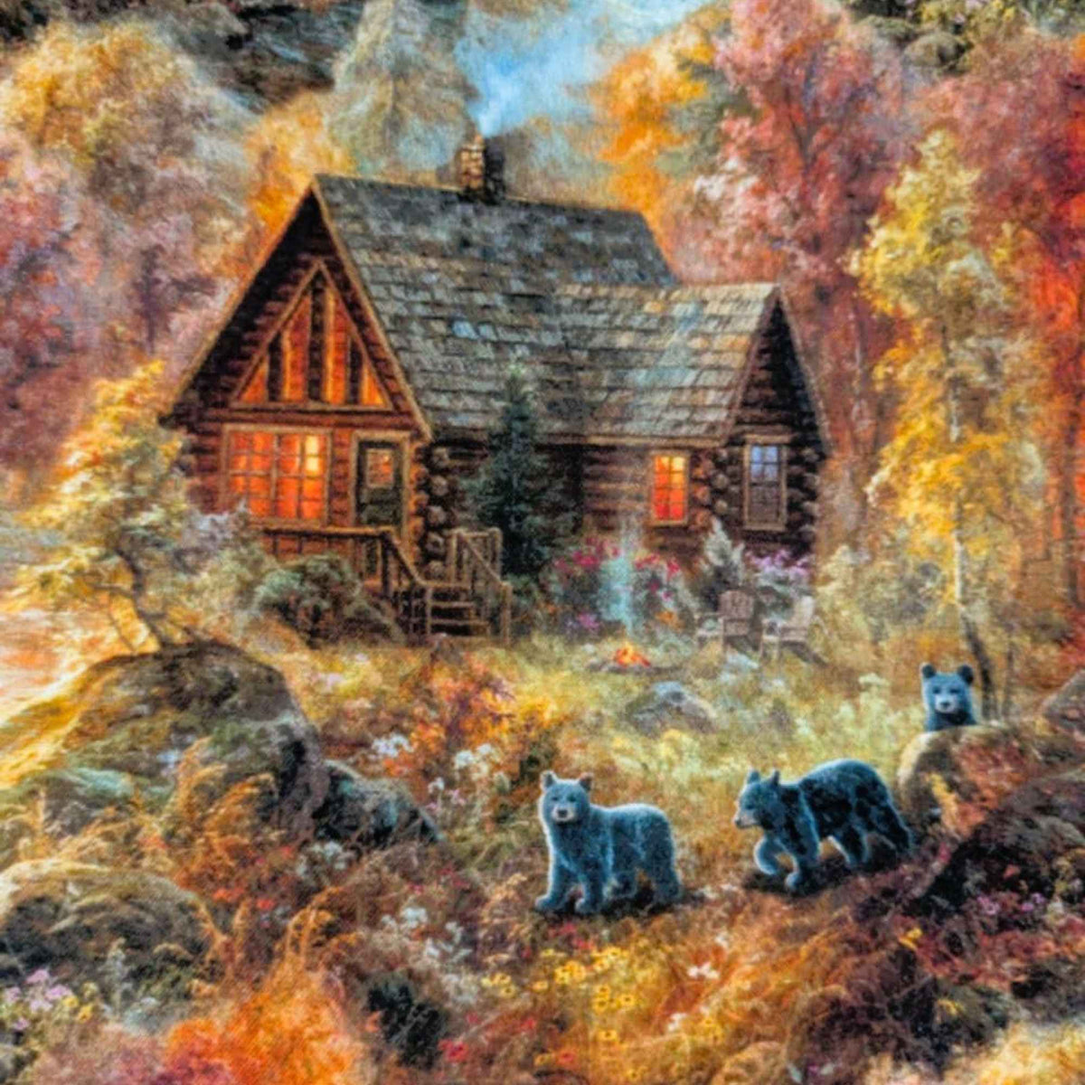 Cabin in the Woods Bear Fabric – Whitetail Country, Quilting Cotton