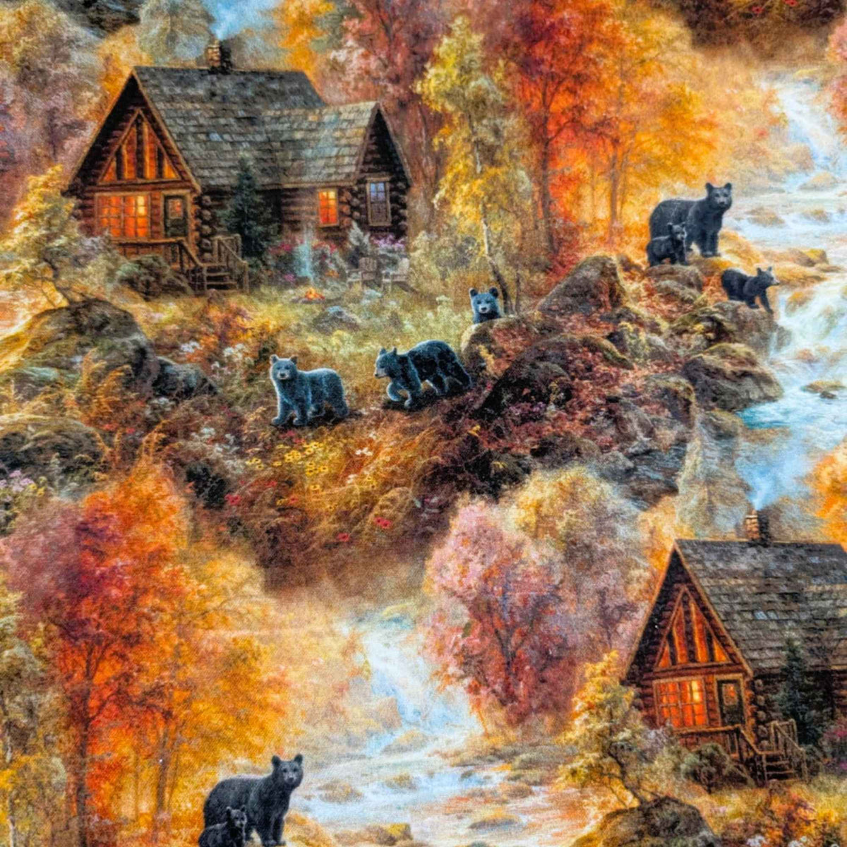 Cabin in the Woods Bear Fabric – Whitetail Country, Quilting Cotton
