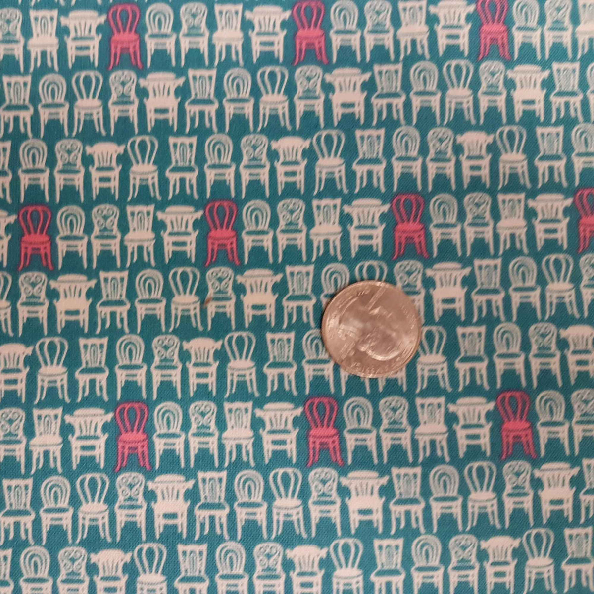 Café Chairs Teal Vienna, C5833, Riley Blake