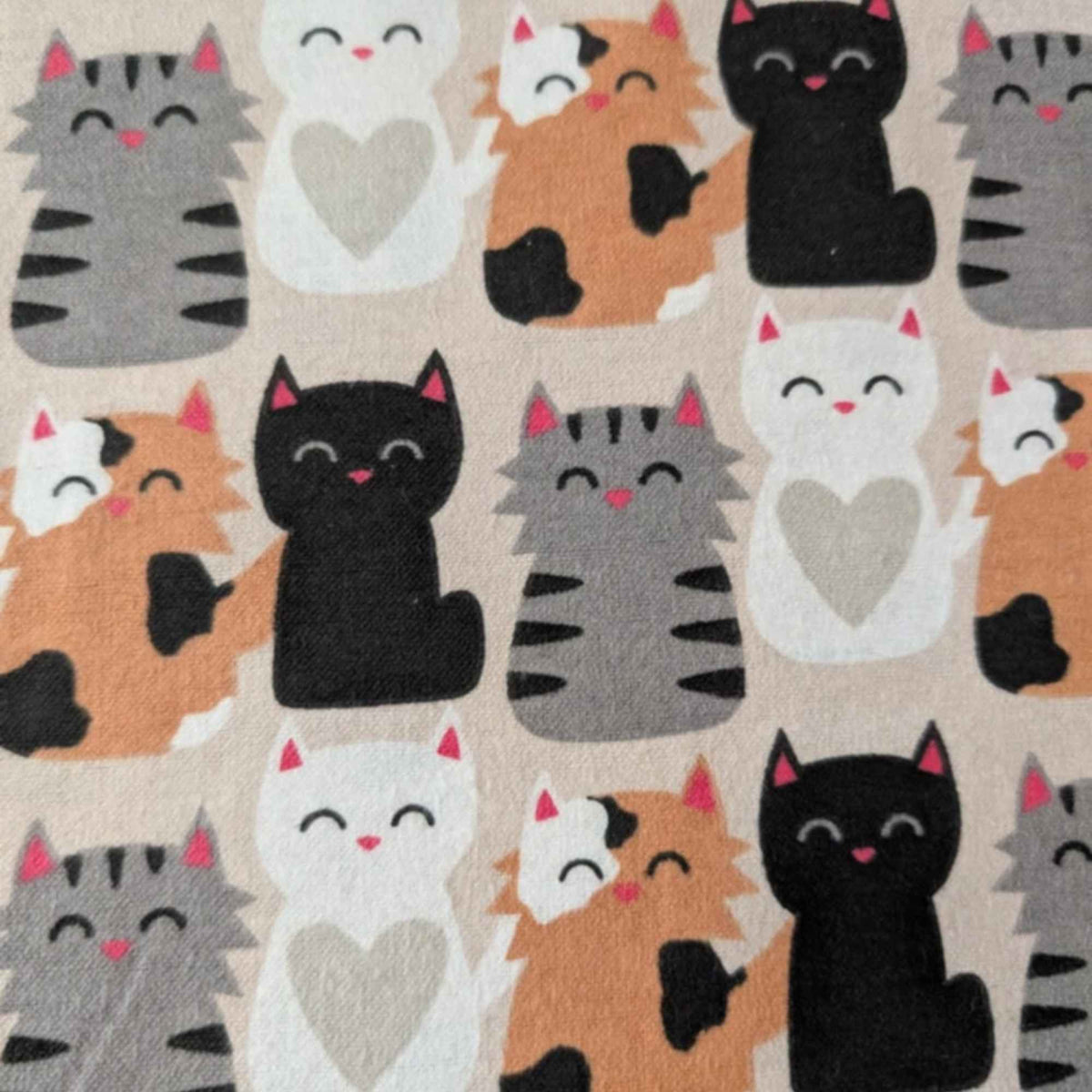 Cats Print Cotton Flannel Fabric – Cute Kittens Design, Brushed Soft, OEKO - TEX Certified