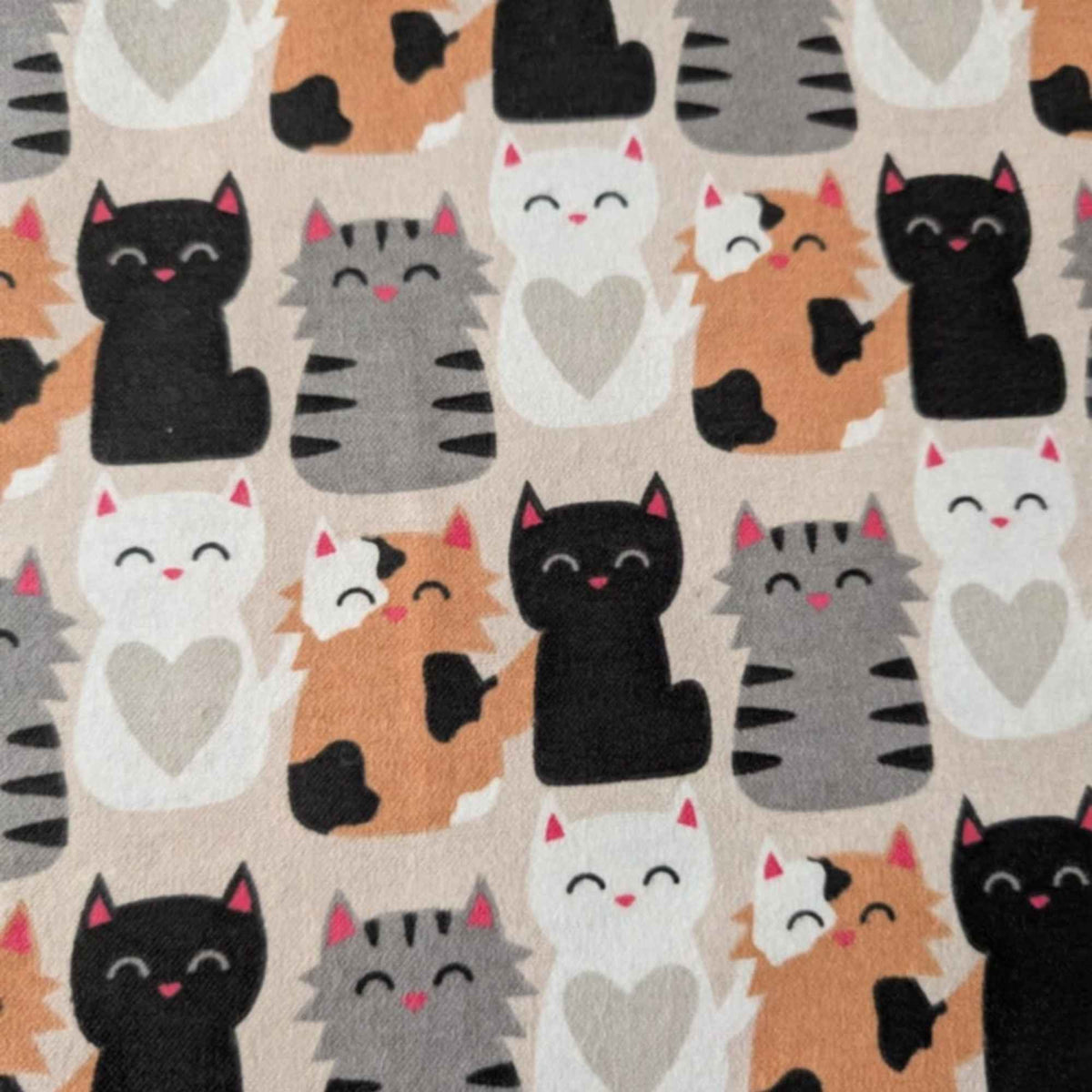 Cats Print Cotton Flannel Fabric – Cute Kittens Design, Brushed Soft, OEKO - TEX Certified