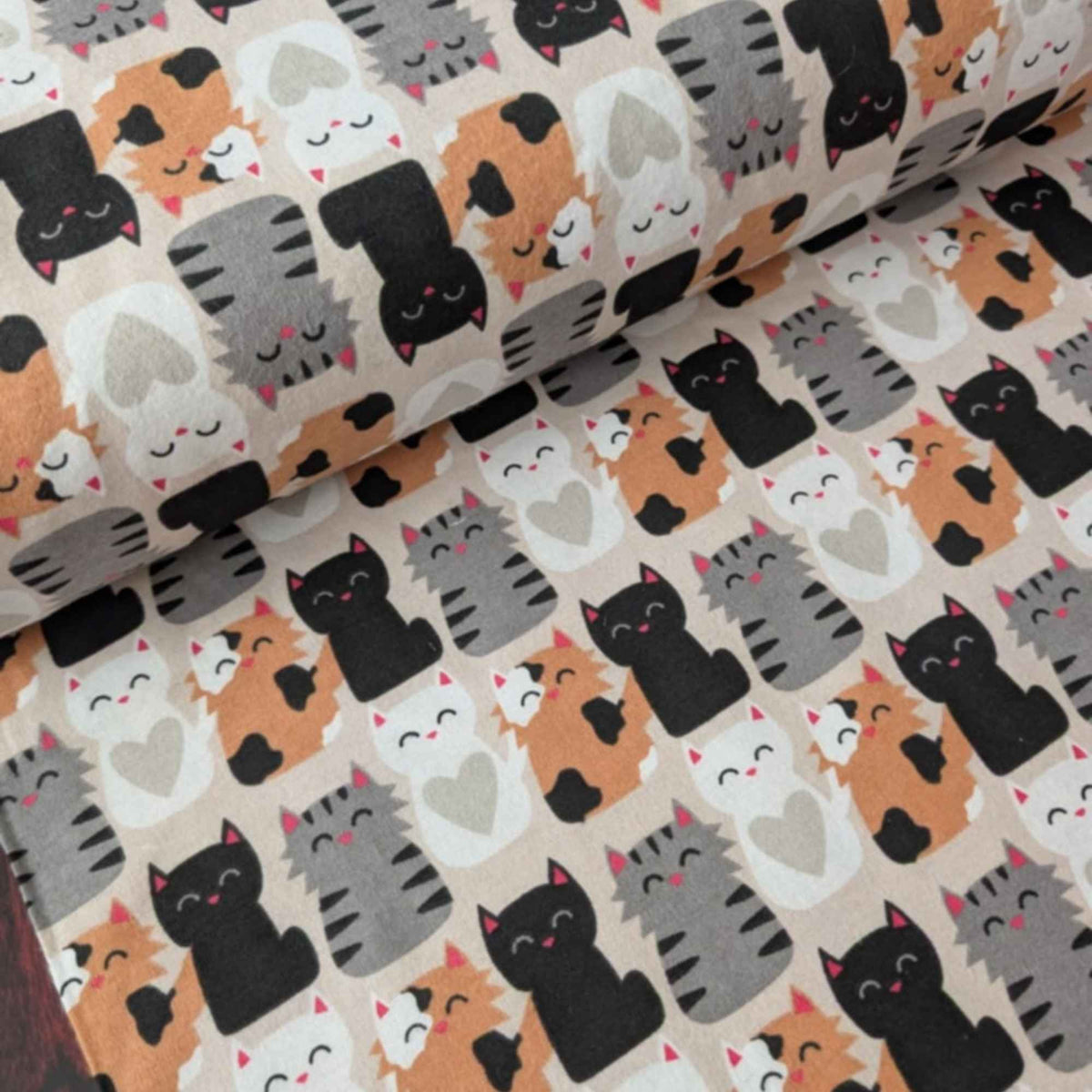 Cats Print Cotton Flannel Fabric – Cute Kittens Design, Brushed Soft, OEKO - TEX Certified