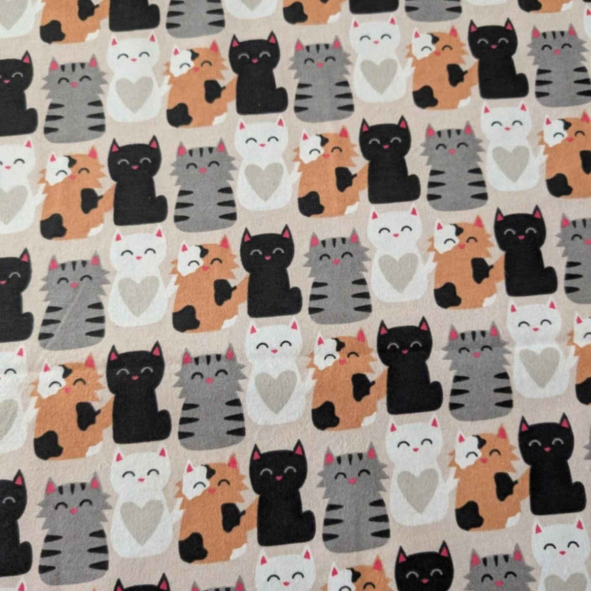 Cats Print Cotton Flannel Fabric – Cute Kittens Design, Brushed Soft, OEKO - TEX Certified