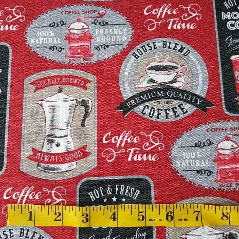 Coffee Time in Rust, Polyester Canvas Fabric