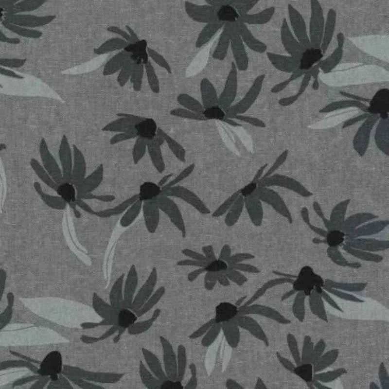 Cone Flower in Graphite, Around the Blend, Linen/Cotton Blend