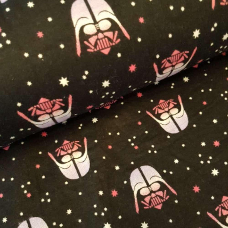 Darth Vader with Tinge of Red on Black FLANNEL Fabric