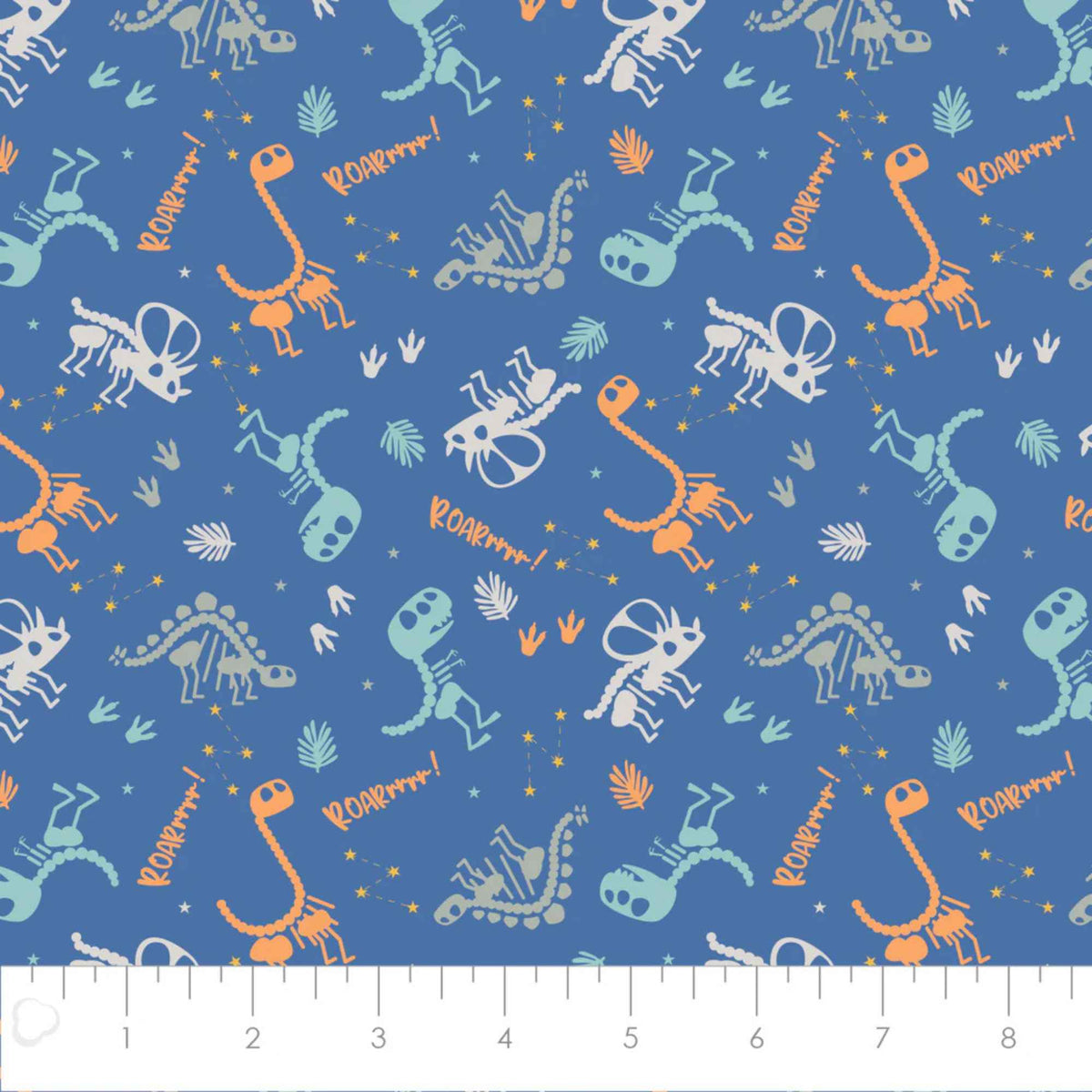 Dino Dreams Blue Cotton Flannel Fabric – Multi Dinosaur – Brushed Soft Kids Fabric