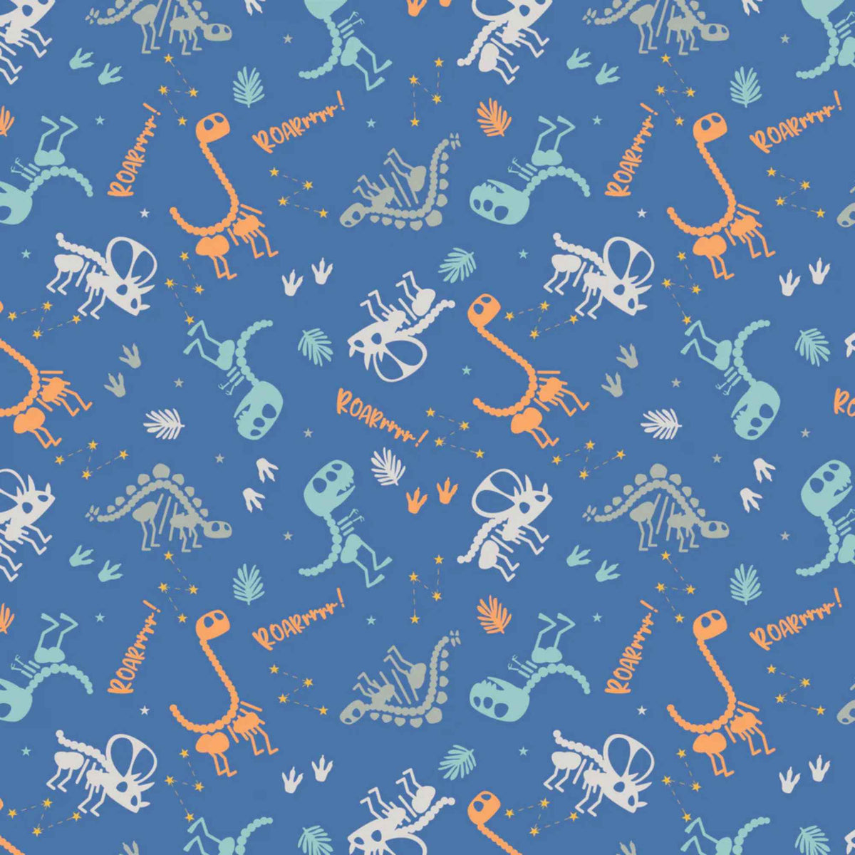 Dino Dreams Blue Cotton Flannel Fabric – Multi Dinosaur – Brushed Soft Kids Fabric