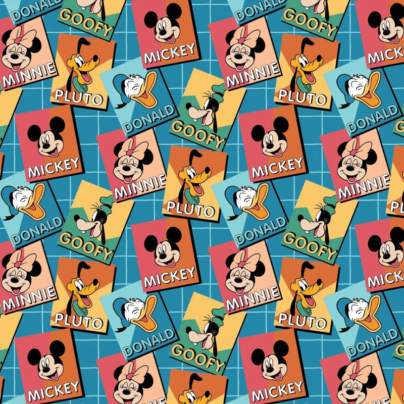 Disney's Mickey and Minnie Mouse Cotton Trading Cards on Teal