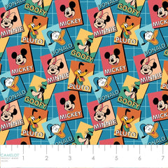 Disney's Mickey and Minnie Mouse Cotton Trading Cards on Teal