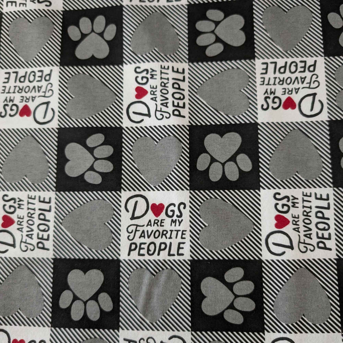Dogs Are My Favorite People FLANNEL | Paw Prints & Hearts | Grey & Black
