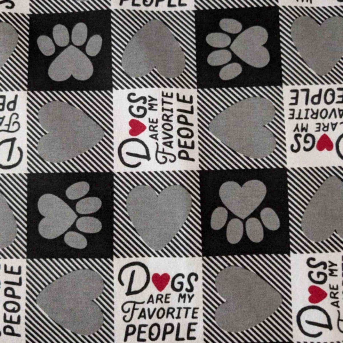 Dogs Are My Favorite People FLANNEL | Paw Prints & Hearts | Grey & Black