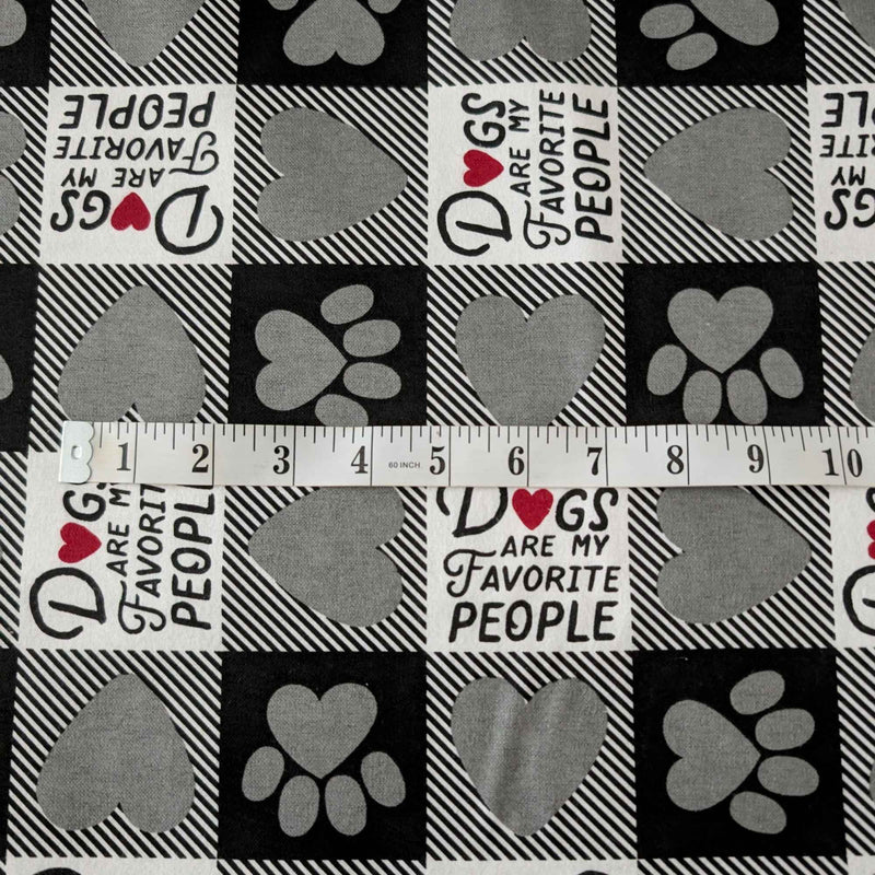 Dogs Are My Favorite People FLANNEL | Paw Prints & Hearts | Grey & Black