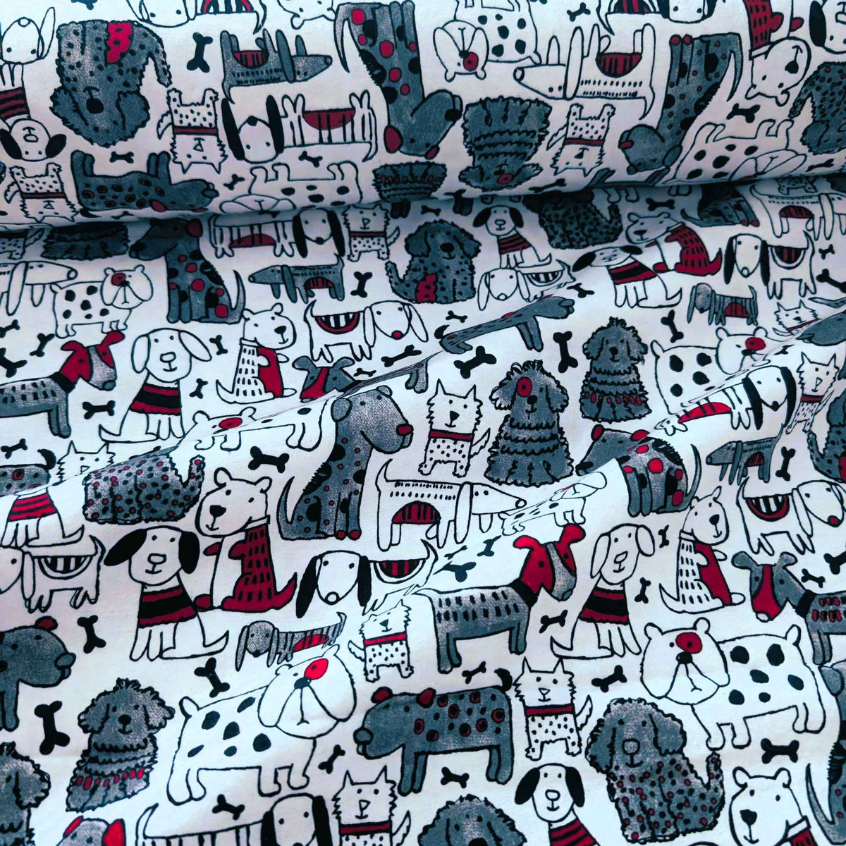 Dogs in Sweaters Cotton FLANNEL | Cute Puppy Print | Soft Brushed Oeko - Tex