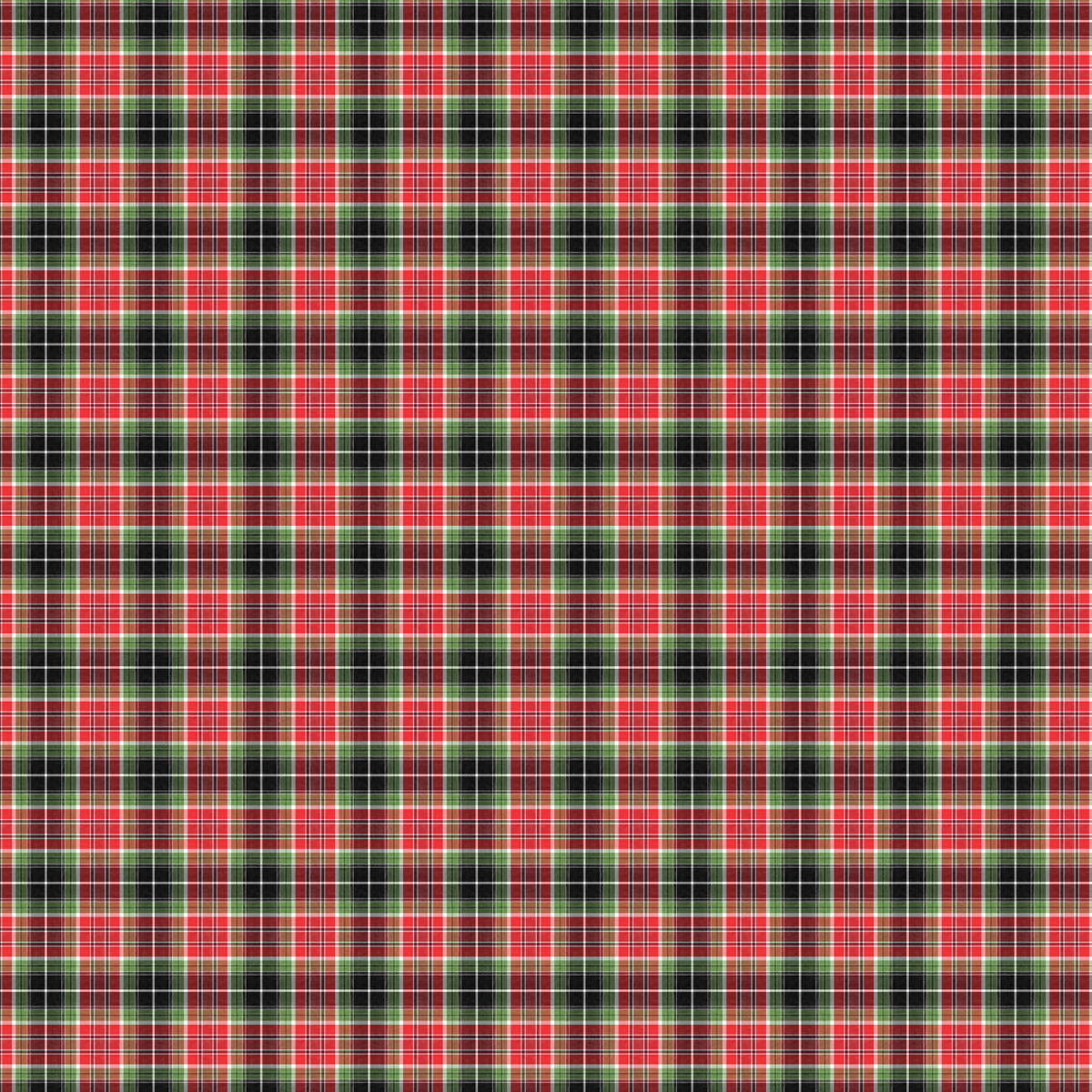 Joy to the World quilting cotton: Classic Christmas Plaid featuring a traditional tartan plaid in red, forest green, black, and white with fine pinstripes.