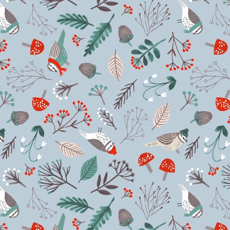 Dreaming of Snow, Birds & Winter Foliage | Rebecca Jones for Clothworks Cotton Fabric