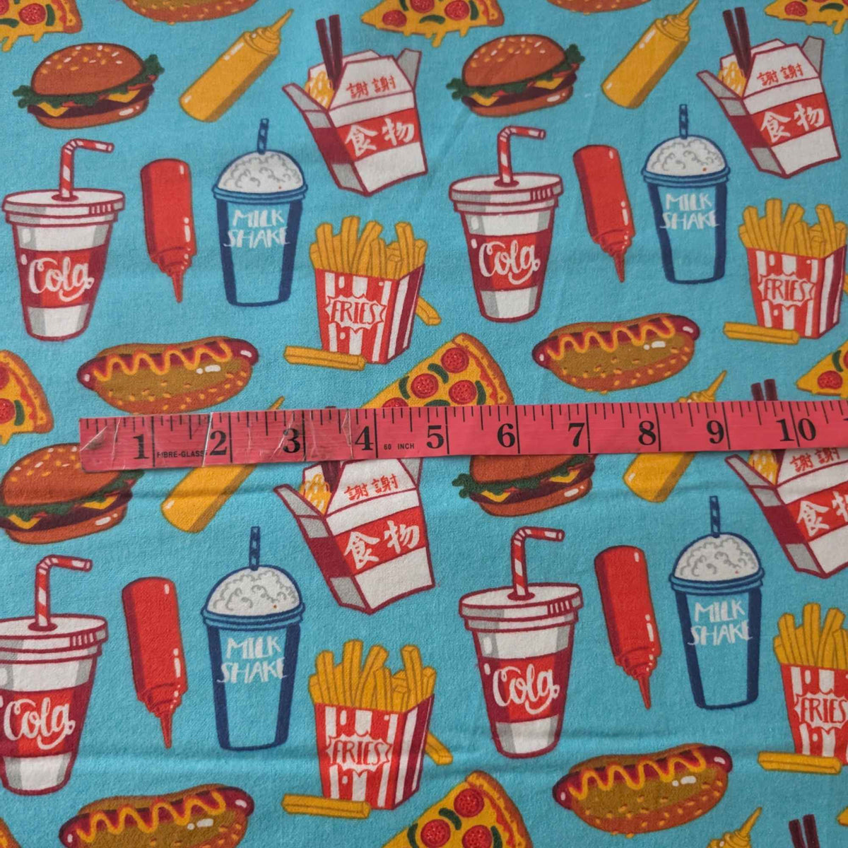 Fast Food Print FLANNEL – Burgers, Fries, Pizza & Shakes – Oeko - Tex Standard 100