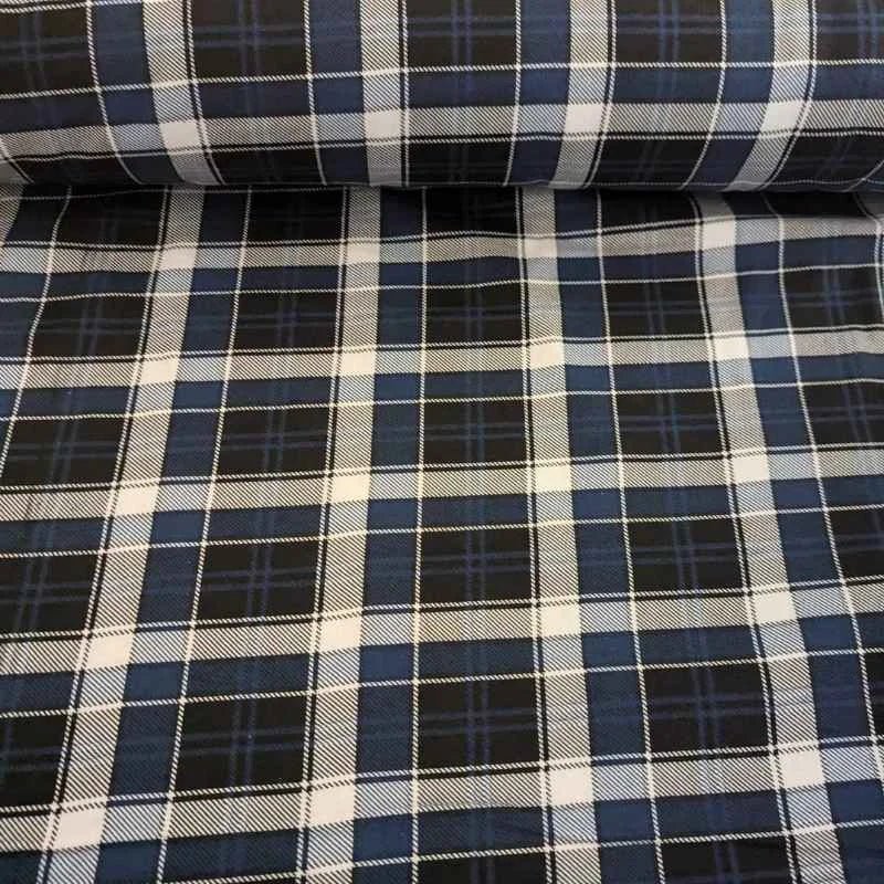 FLANNEL Tartan Plaid, Black and Navy