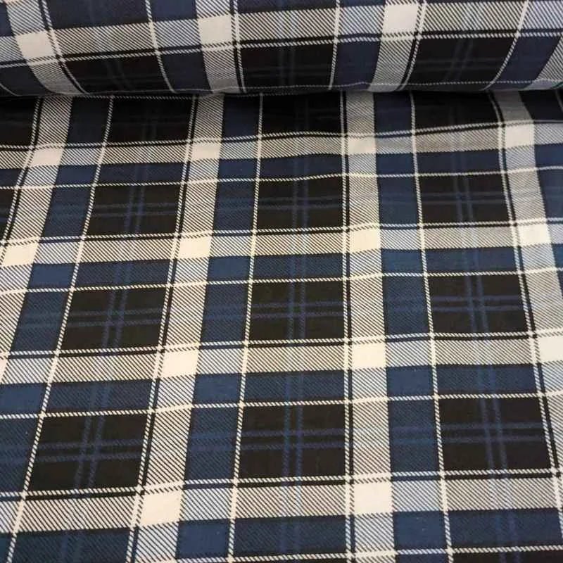 FLANNEL Tartan Plaid, Black and Navy