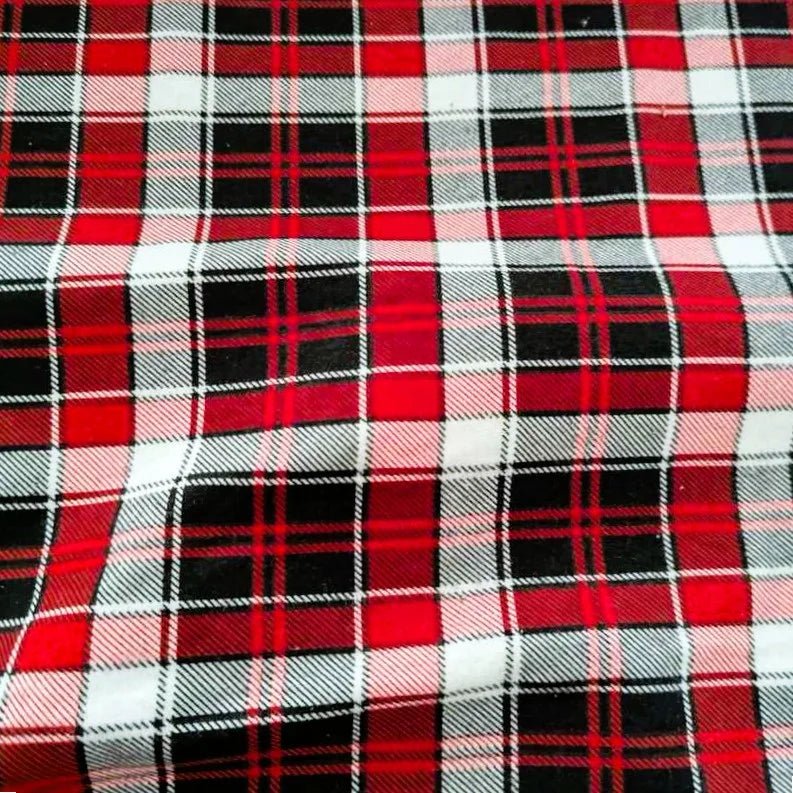 FLANNEL Tartan Plaid, Black and Red