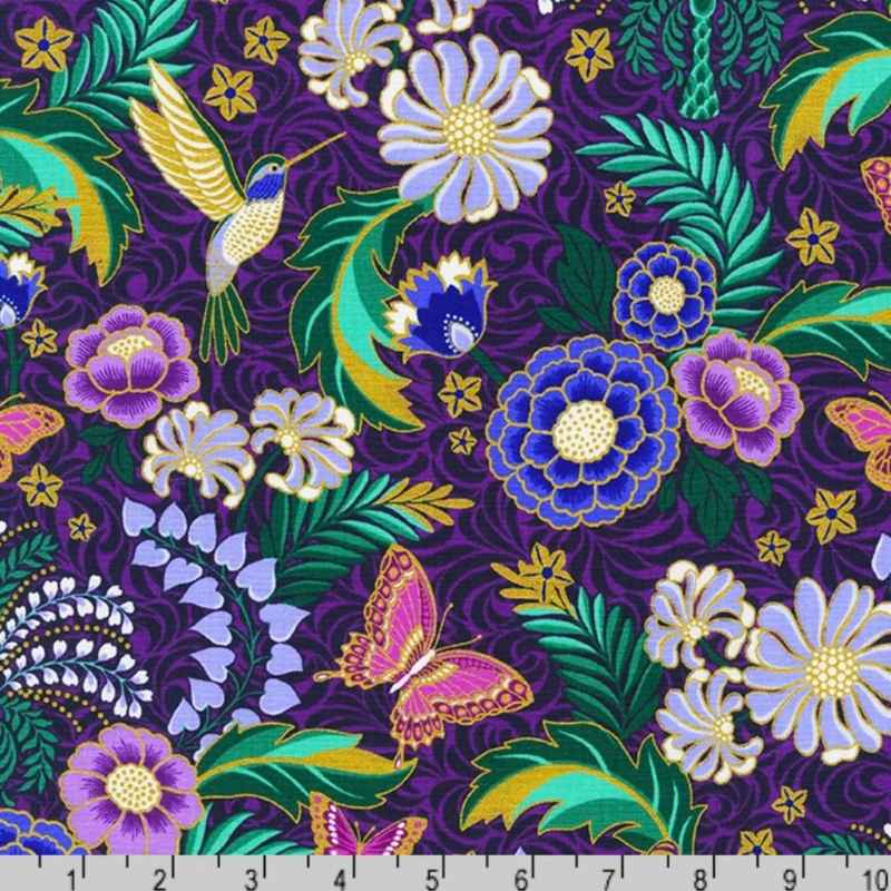 Florals Hummingbirds Butterflies in Violet, Midnight Nectar