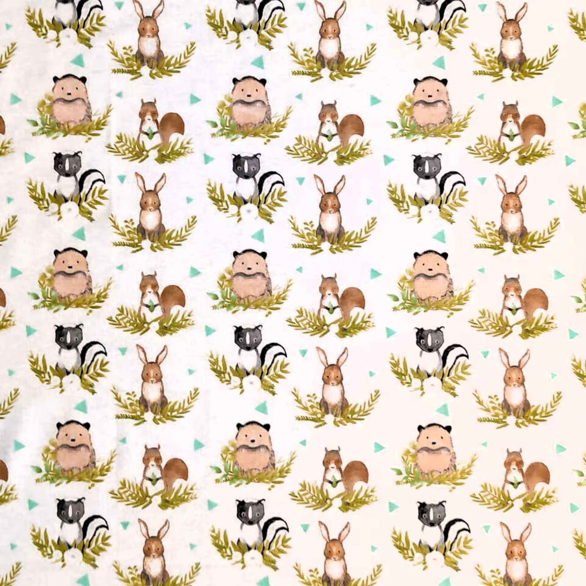 Forest Critters Cotton Flannel – Skunks, Bunnies, Squirrels & Chipmunks