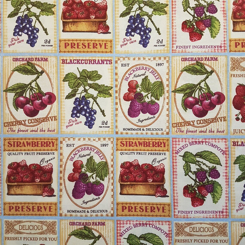 Fruit Labels, Upholstery Cotton Polyester Canvas