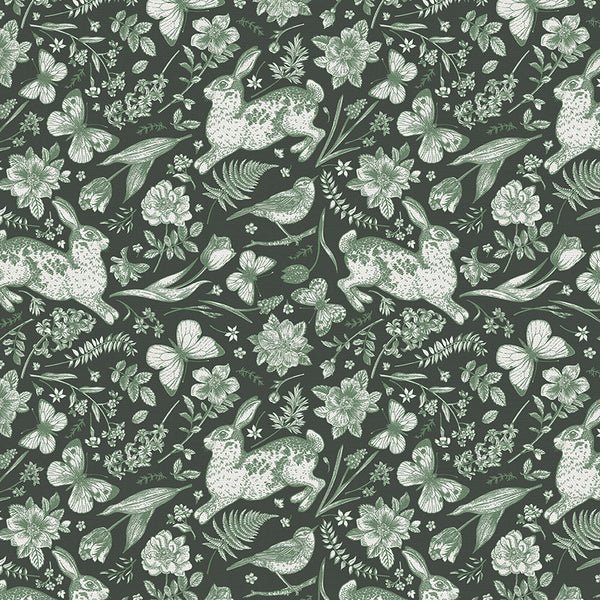 Garden Toss Dark Green - FQ Garden Dreams