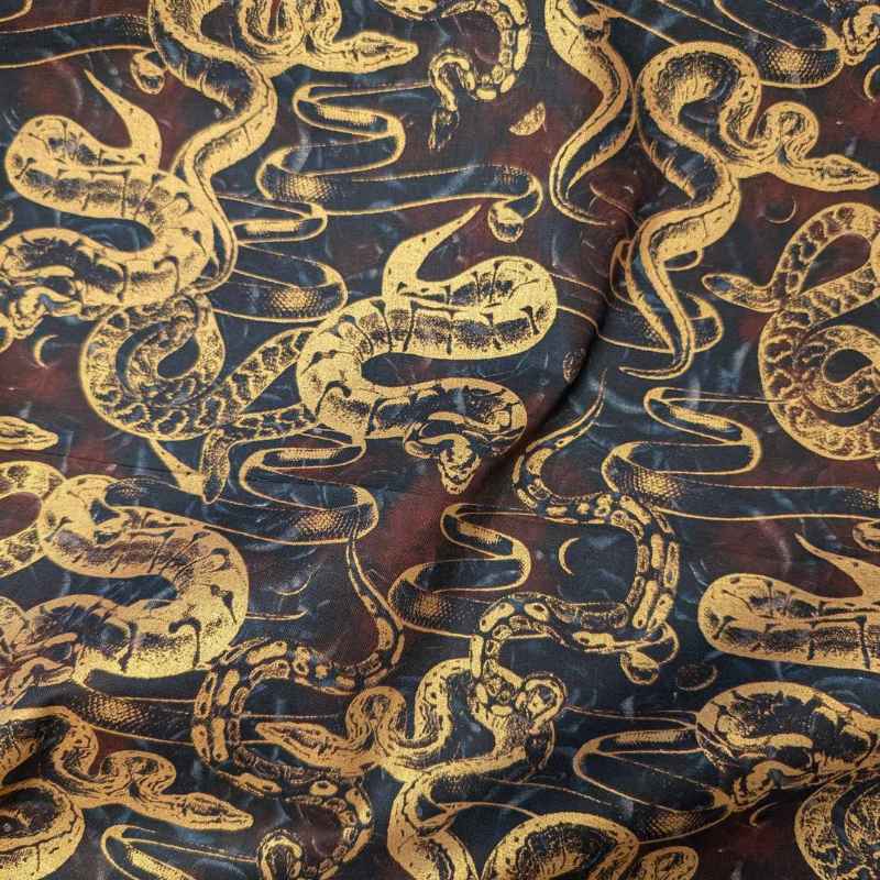 Gold Snake, Metallic Cotton Fabric, 2025 Lunar New Year