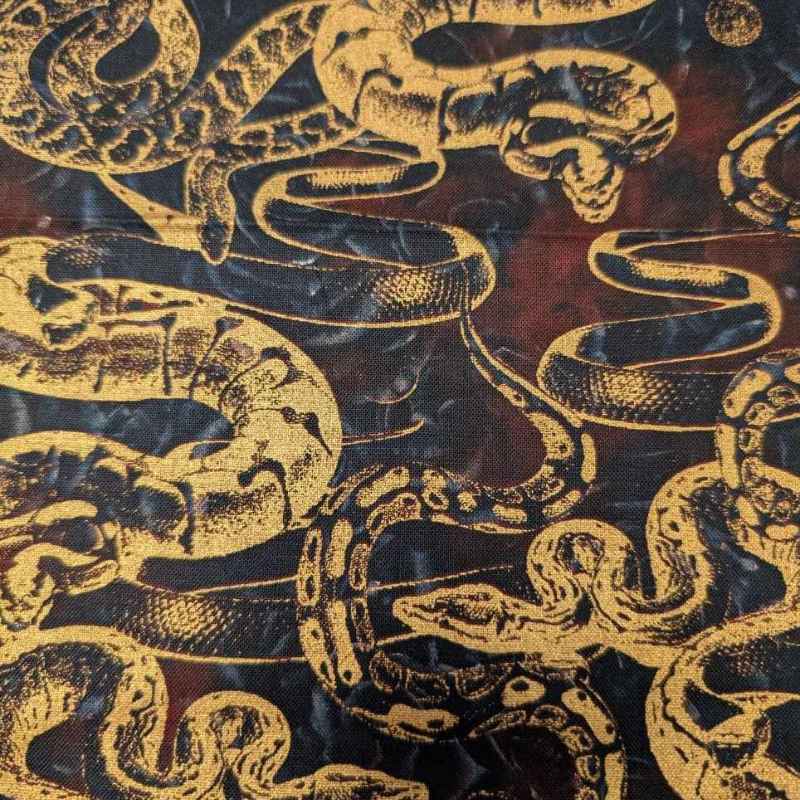 Gold Snake, Metallic Cotton Fabric, 2025 Lunar New Year