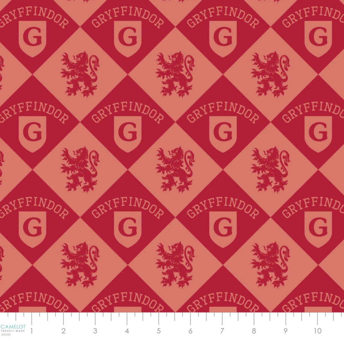 Harry Potter™ Gryffindor Diamond Check Cotton Fabric – Red | House Champions Collection