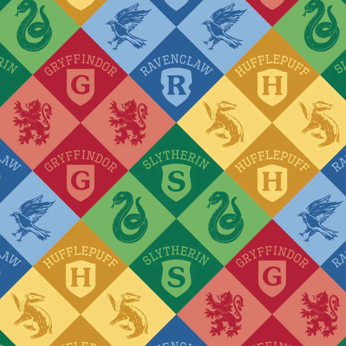 Harry Potter™ House Champions Diamond Check, Quilting Cotton Fabric – Multi