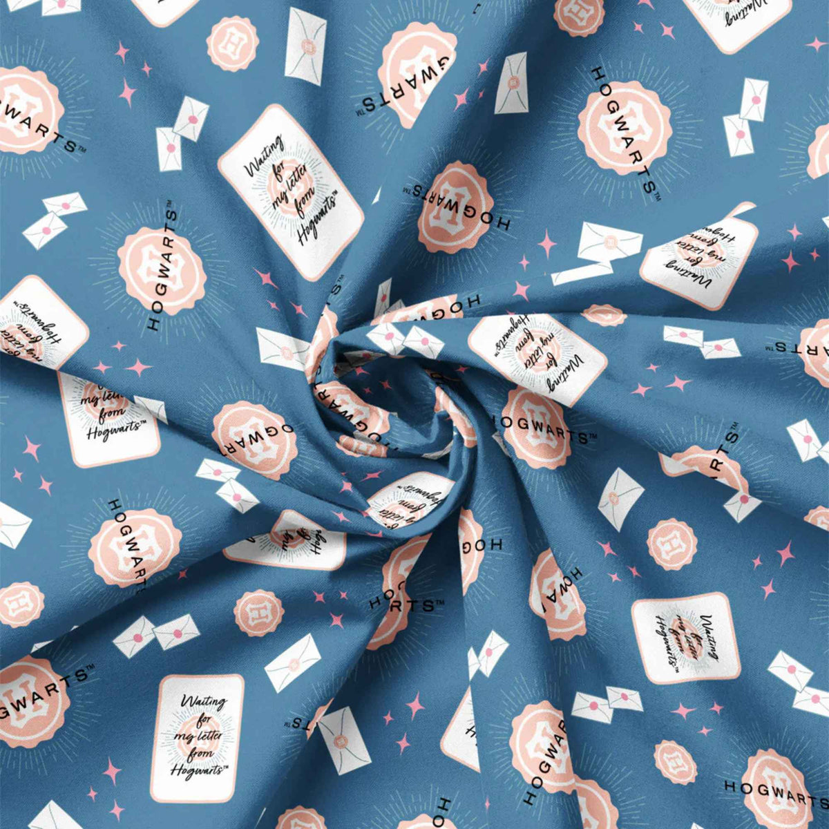 Harry Potter Mystical Winter Wonder Hogwarts Letter Blue – 100% Cotton Quilting Fabric
