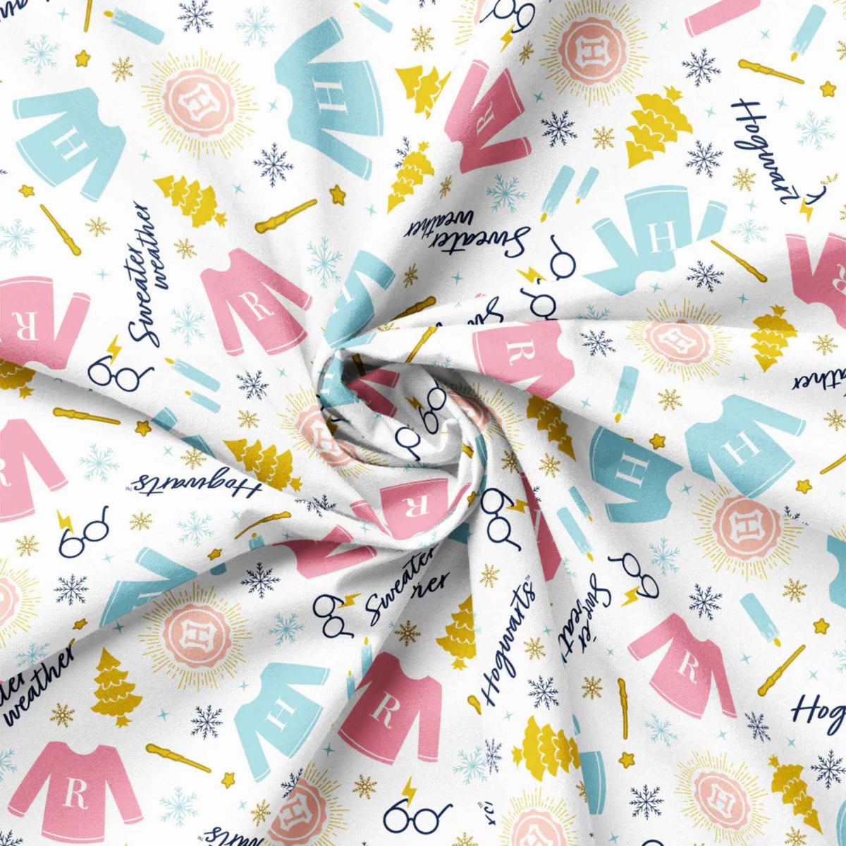Harry Potter Mystical Winter Wonder Sweater Weather White – 100% Cotton Quilting Fabric