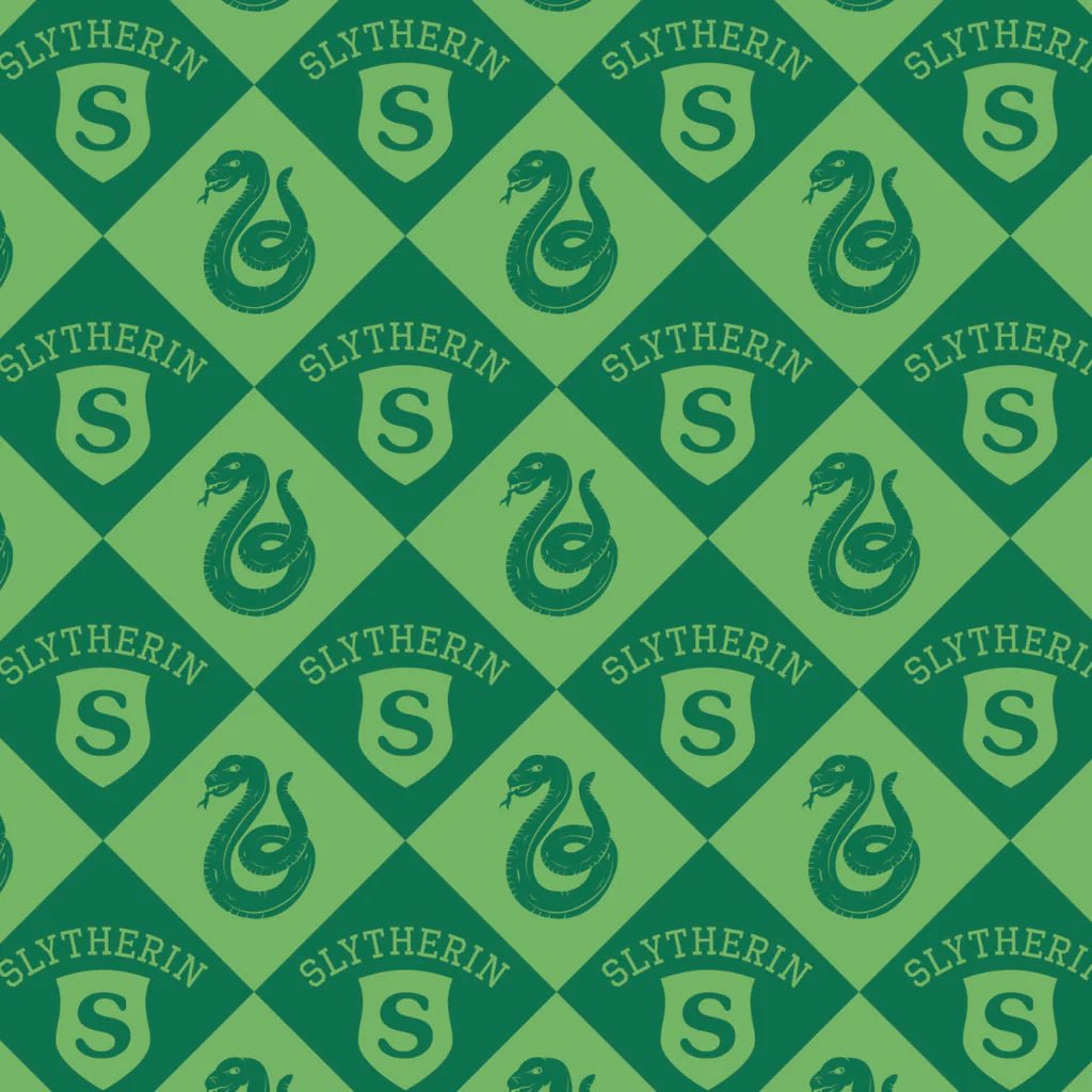 Harry Potter™ Slytherin Diamond Check, Quilting Cotton – Green | House Champions Collection