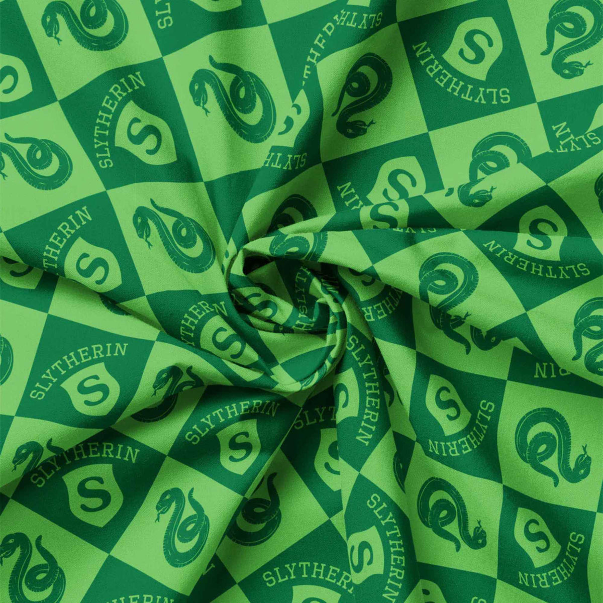 Harry Potter™ Slytherin Diamond Check, Quilting Cotton – Green | House Champions Collection